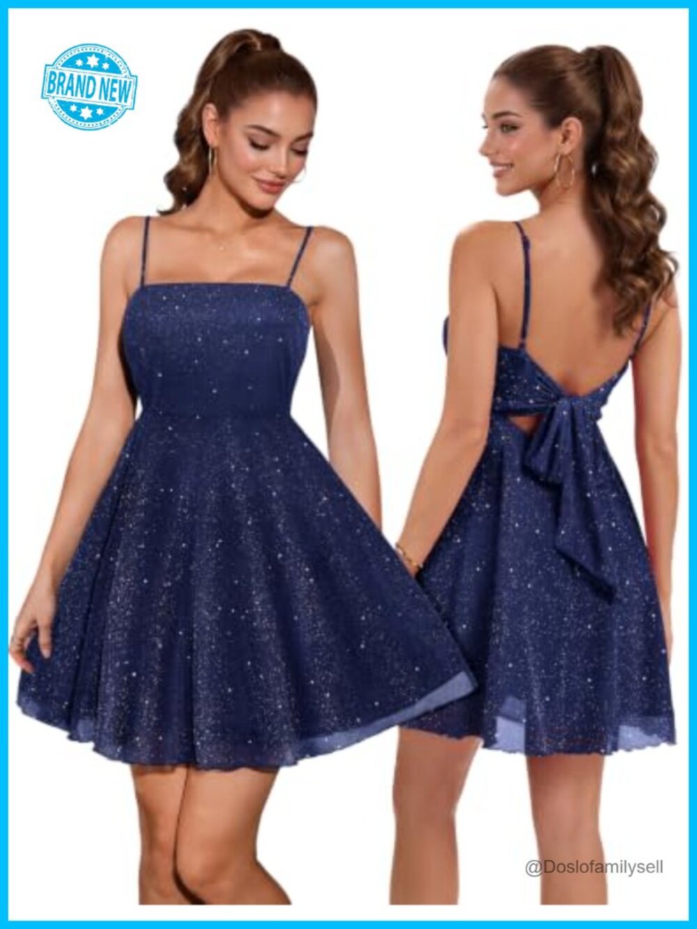 Sparkly Short Homecoming Dress with Bow Tie Back for Cocktail Party